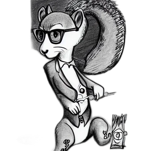 staff, hat, animal, robot, cartoon, concept art, pencil sketch, comic book art transparent PNG cut-out