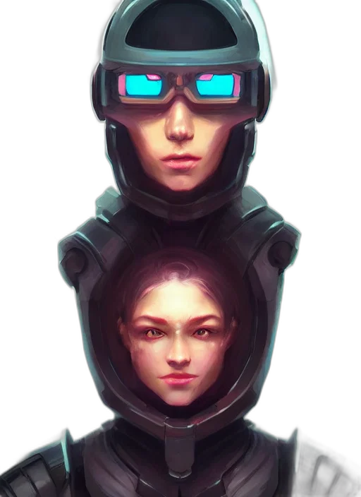 robot, face, mask, staff, cyberpunk, concept art, fantasy art, comic book art transparent PNG cut-out