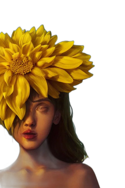 crown, flower, face, mask, photorealistic, oil painting, fantasy art, concept art transparent PNG cut-out