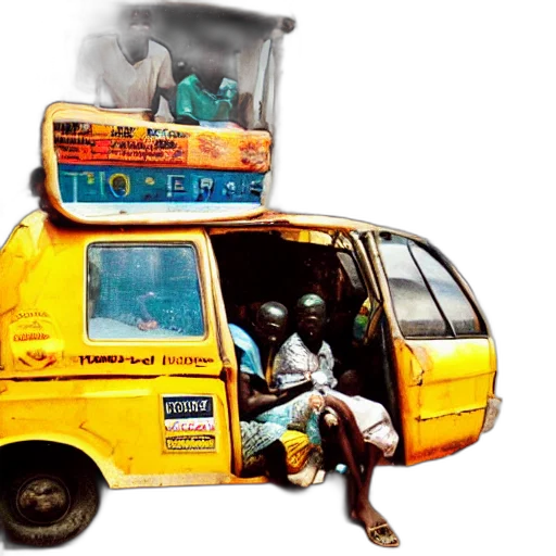 car, city street, old, polaroids, futuristic, african, mobile, market transparent PNG cut-out