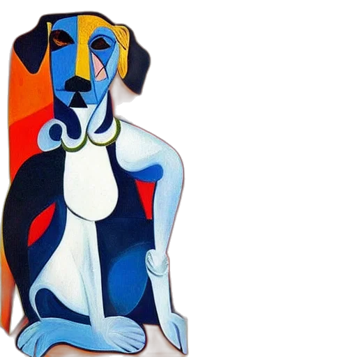 animal, dress, watercolor, oil painting, cartoon, photorealistic, blue, painted transparent PNG cut-out