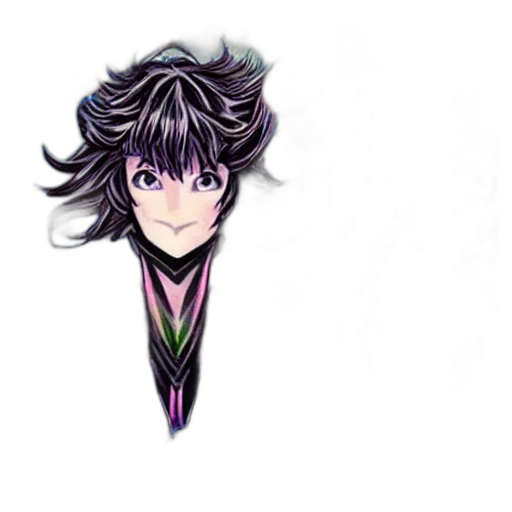 hair, staff, face, mask, anime, concept art, pixel art, cartoon transparent PNG cut-out