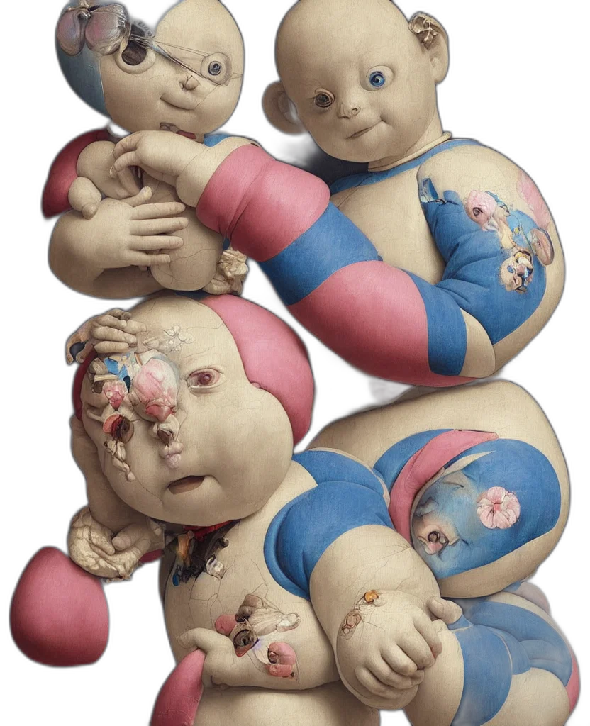3d render, concept art, photorealistic, painting, cracked, ceramic, doraemon, toy transparent PNG cut-out