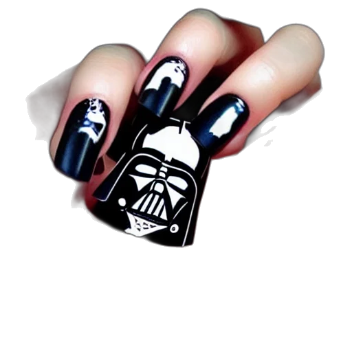 dark, monochrome, darth, vader, nail, art transparent PNG cut-out
