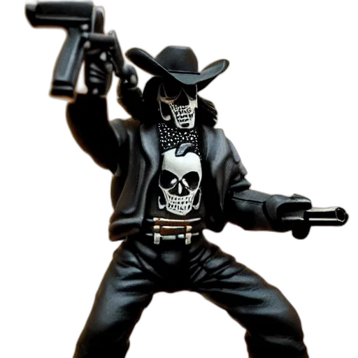 weapon, jacket, comic book art, concept art, 3d render, cowboy, gunslinger, burning transparent PNG cut-out