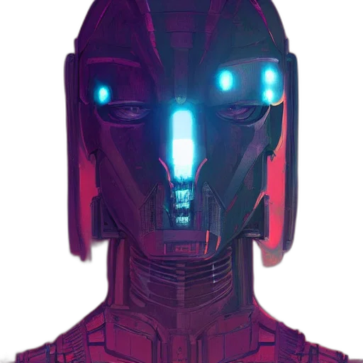 robot, face, mask, cyberpunk transparent PNG cut-out