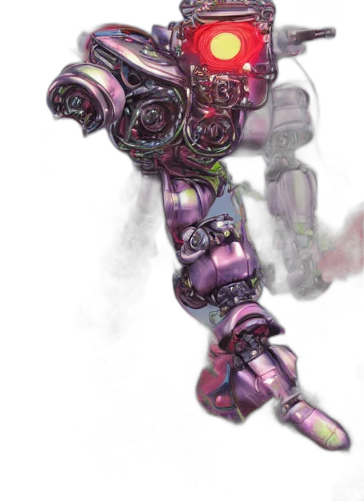 robot, weapon, staff, sword, concept art, cyberpunk, fantasy art, vaporwave transparent PNG cut-out