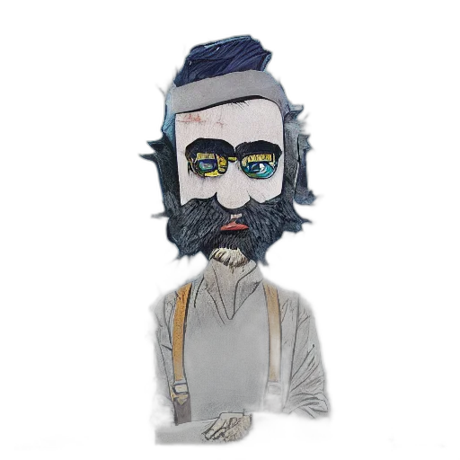 staff, mask, 3d render, cartoon, concept art, reddit, avatar, bearded transparent PNG cut-out