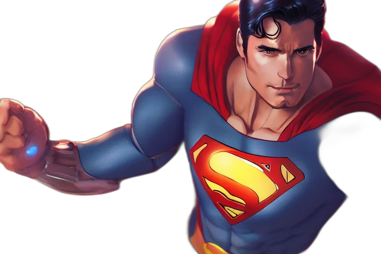 comic book art, concept art, photorealistic, superman, ironman, suit, single, subject transparent PNG cut-out