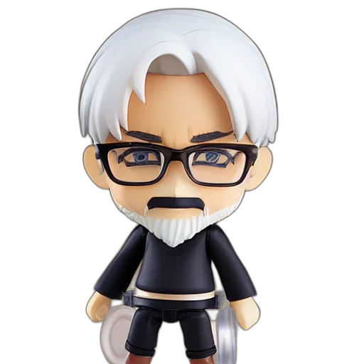cartoon, 3d render, concept art, old, man, nendoroid, figurine, detailed transparent PNG cut-out