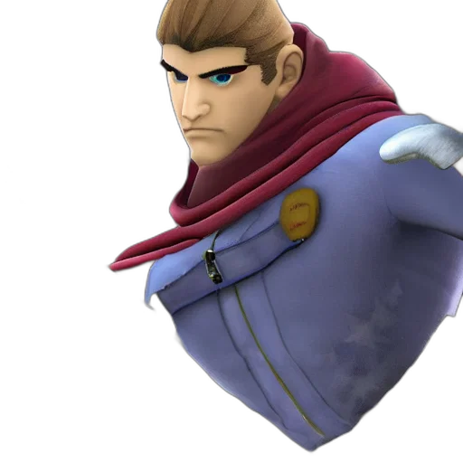 face, crown, jacket, staff, 3d render, concept art, baz, super transparent PNG cut-out
