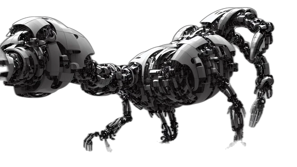 robot, animal, creature, 3d render, concept art, cyberpunk, robotic, cybernetic transparent PNG cut-out