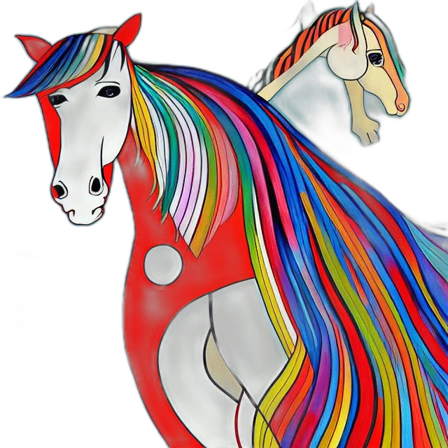 photorealistic, 3d render, concept art, colorful, beautiful, painting, horse, murakami transparent PNG cut-out