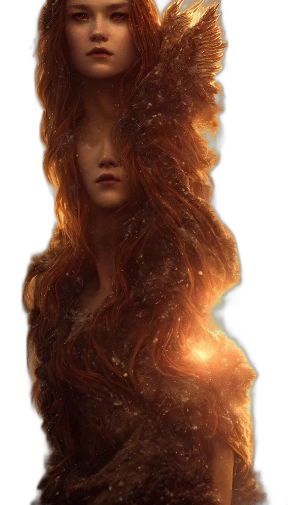 hair, dress, mask, face, fantasy art, concept art, photorealistic, 3d render transparent PNG cut-out