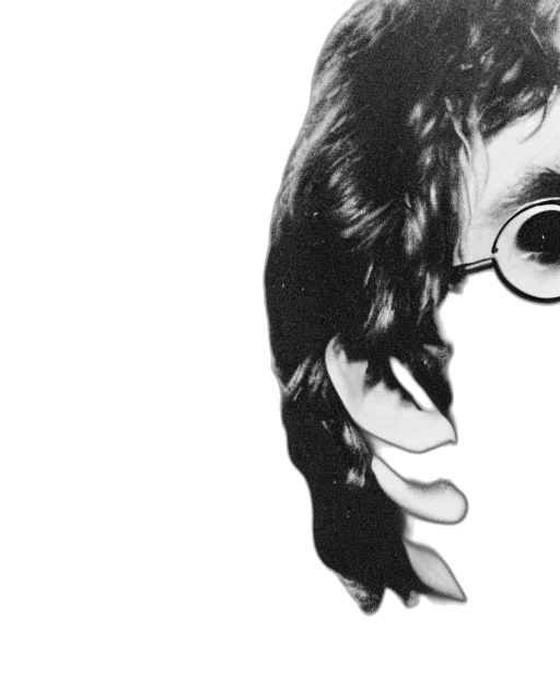 face, hair, photorealistic, cartoon, comic book art, john, lennon, looking transparent PNG cut-out
