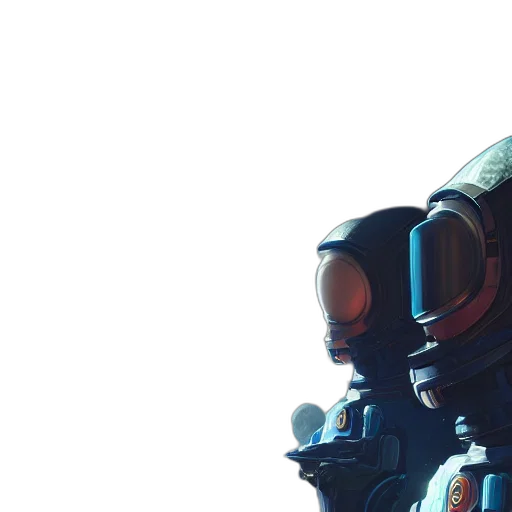 robot, weapon, mask, face, concept art, cyberpunk, 3d render, pixel art transparent PNG cut-out