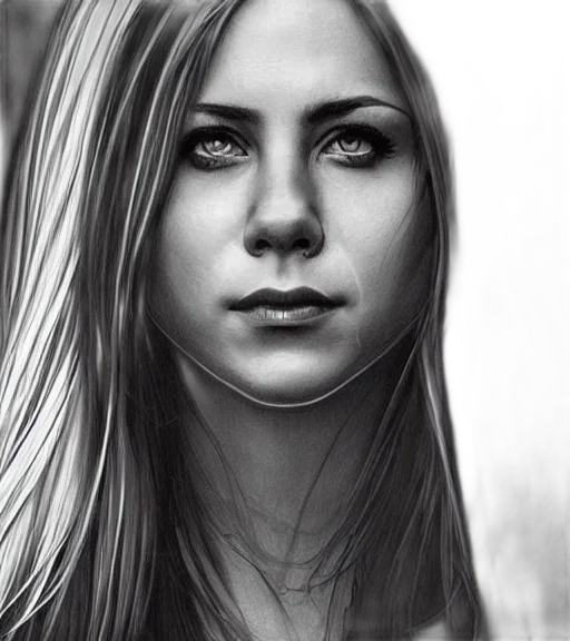 face, hair, photorealistic, comic book art, pencil sketch, fantasy art, aniston, beautiful transparent PNG cut-out