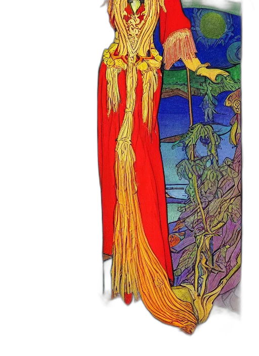 dress, staff, crown, concept art transparent PNG cut-out
