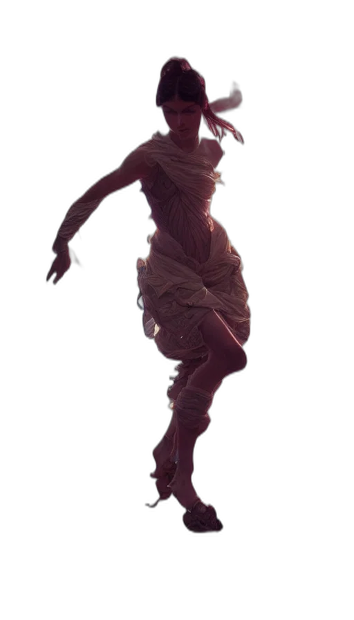 dress, creature, mask, staff transparent PNG cut-out