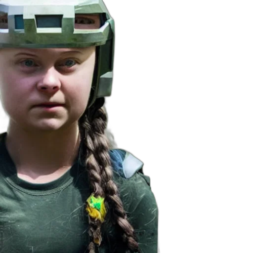 hat, face, 3d render, greta, thunberg, character, halo transparent PNG cut-out