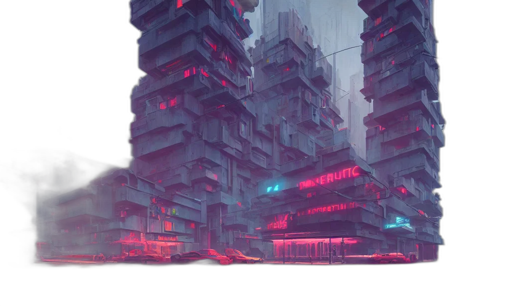 building, robot, cyberpunk, concept art transparent PNG cut-out
