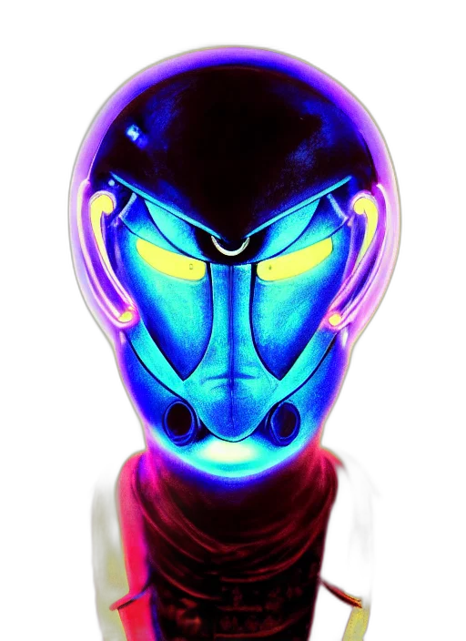 mask, robot, face, 3d render, cyberpunk, concept art, vaporwave, neon lights transparent PNG cut-out