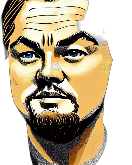face, mask, cartoon, photorealistic, comic book art, concept art, golden, painting transparent PNG cut-out