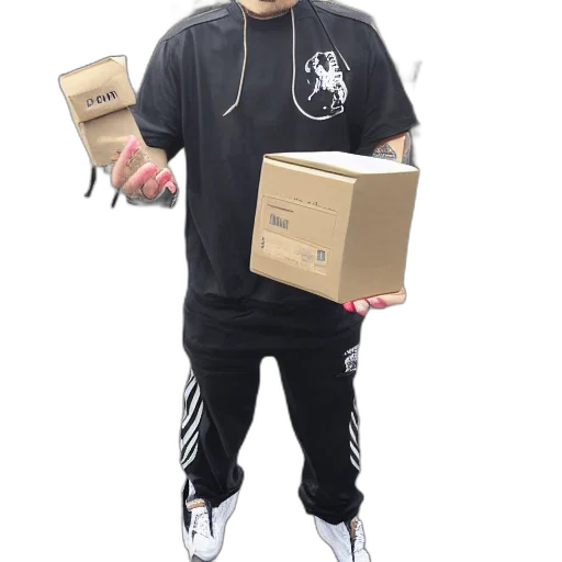 jacket, shoes, robot, staff, concept art, 3d render, post, malone transparent PNG cut-out