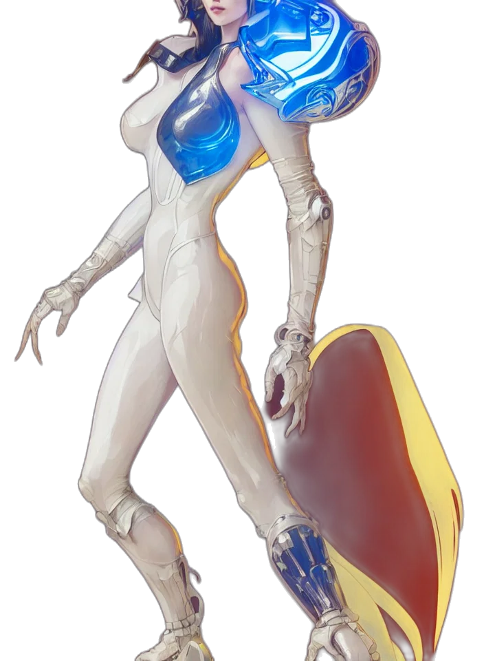 robot, creature, staff, mask, concept art, 3d render, fantasy art, watercolor transparent PNG cut-out