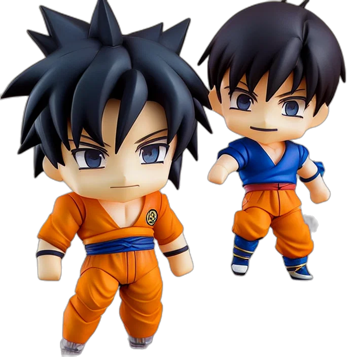 3d render, concept art, anime, nendoroid, son, goku, figurine, detailed transparent PNG cut-out