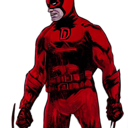 comic book art, concept art, red, daredevil transparent PNG cut-out