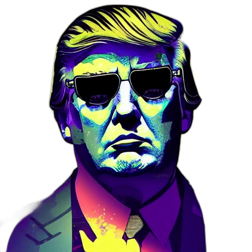 mask, comic book art, cartoon, pixel art, concept art, portrait, donald, trump transparent PNG cut-out