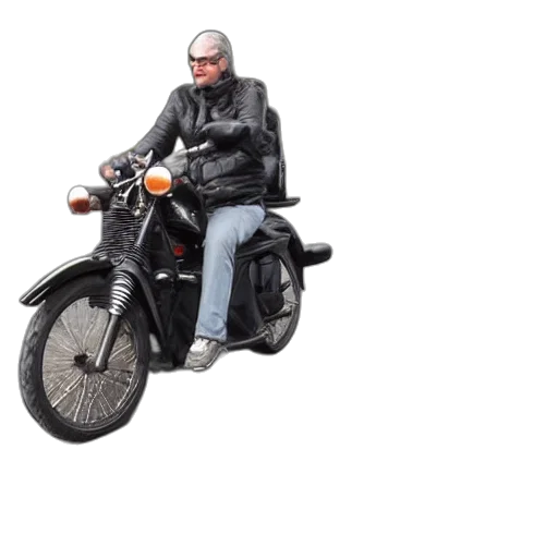 jacket, animal, photorealistic, concept art, 3d render, dog, riding, motorcycle transparent PNG cut-out