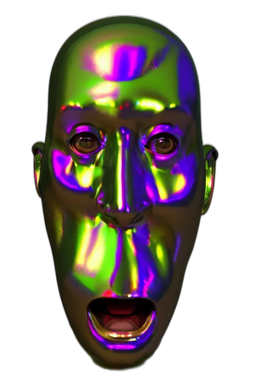 mask, face, robot, creature, 3d render, vaporwave, cyberpunk, concept art transparent PNG cut-out