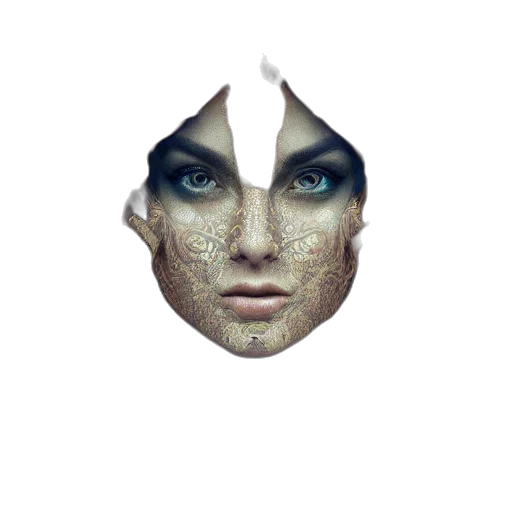 mask, face, jewelry, creature, photorealistic, 3d render, fantasy art, concept art transparent PNG cut-out