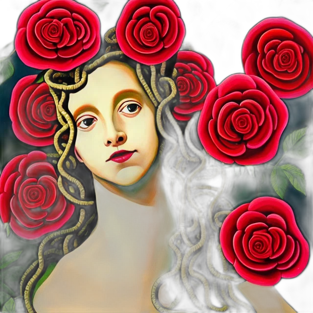flower, face, photorealistic, fantasy art, oil painting, cartoon, red, beautiful transparent PNG cut-out