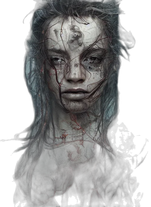face, mask, creature, fantasy art, concept art, photorealistic, cyberpunk, fog transparent PNG cut-out