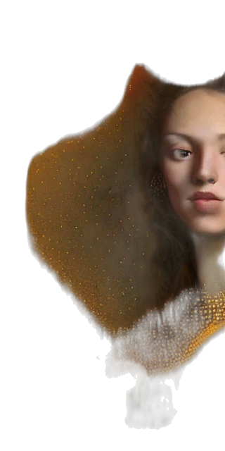 hair, face, jewelry, crown, photorealistic, oil painting, 3d render, fantasy art transparent PNG cut-out