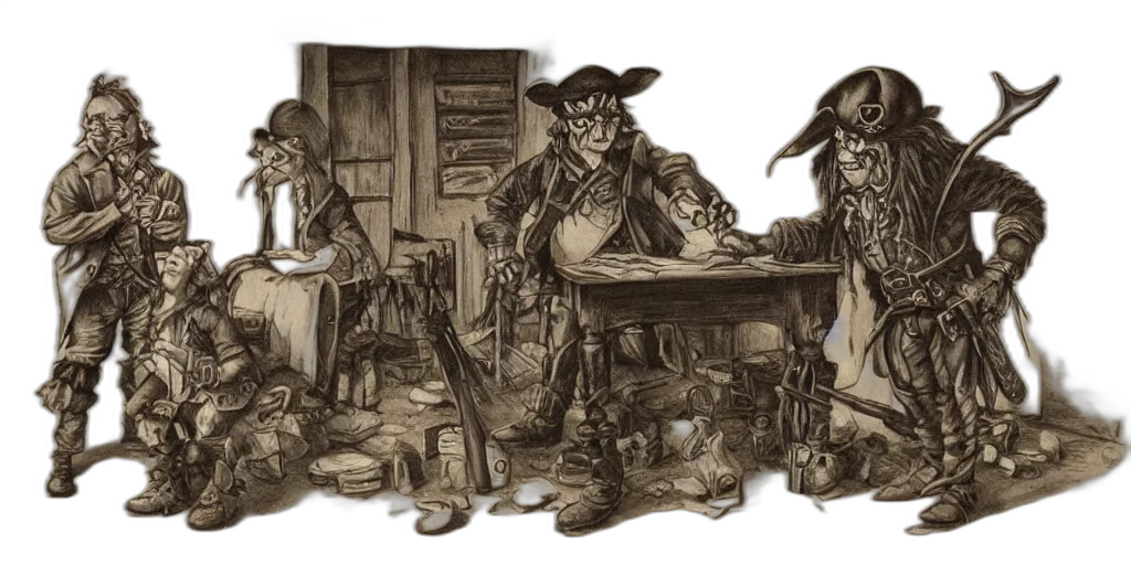 concept art, comic book art, fantasy art, pirate transparent PNG cut-out