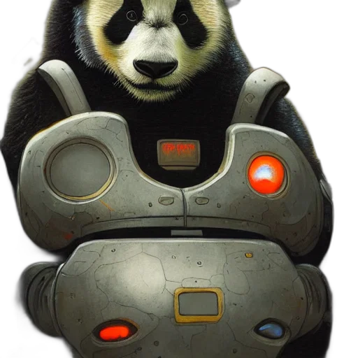 robot, animal, concept art, 3d render, photorealistic, fantasy art, outer space, panda transparent PNG cut-out