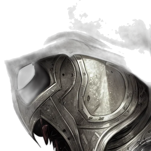 mask, sword, face, weapon, concept art, fantasy art, photorealistic, watercolor transparent PNG cut-out