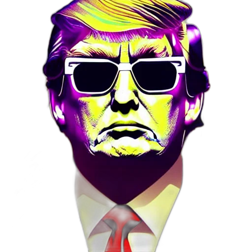 mask, vaporwave, cartoon, pixel art transparent PNG cut-out
