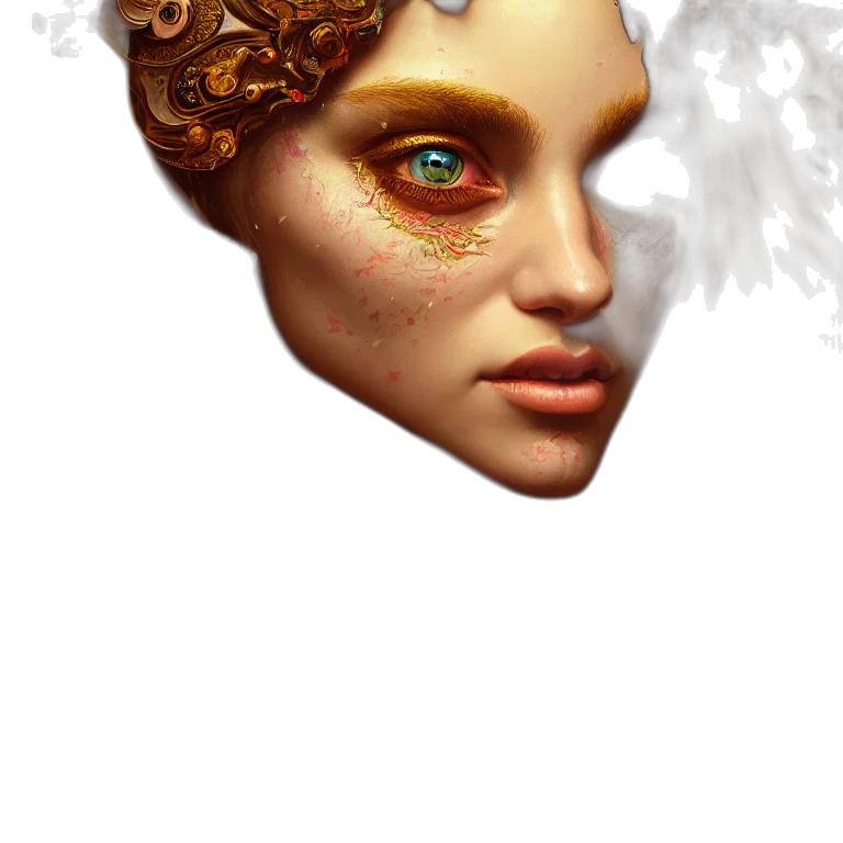 mask, face, crown, jewelry, fantasy art, concept art, photorealistic, 3d render transparent PNG cut-out
