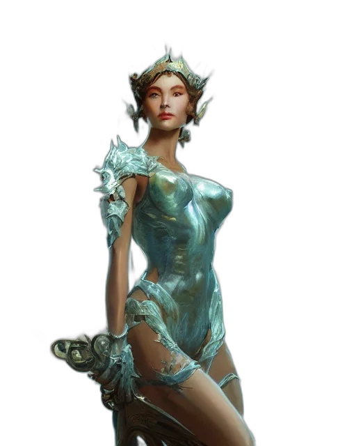 dress, crown, creature, fantasy art, concept art, comic book art, photorealistic, underwater transparent PNG cut-out