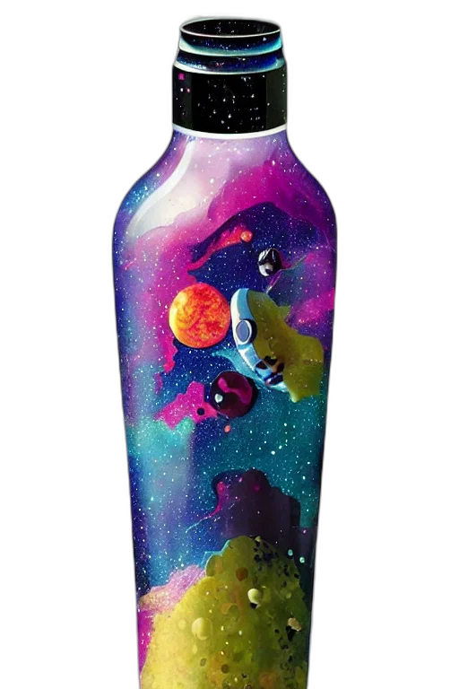 bottle, dress, umbrella, outer space, milkyway, pixiv, fanbox, dramatic transparent PNG cut-out
