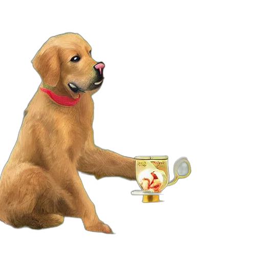 staff, 3d render, digital, art, painting, golden, retriever, black transparent PNG cut-out