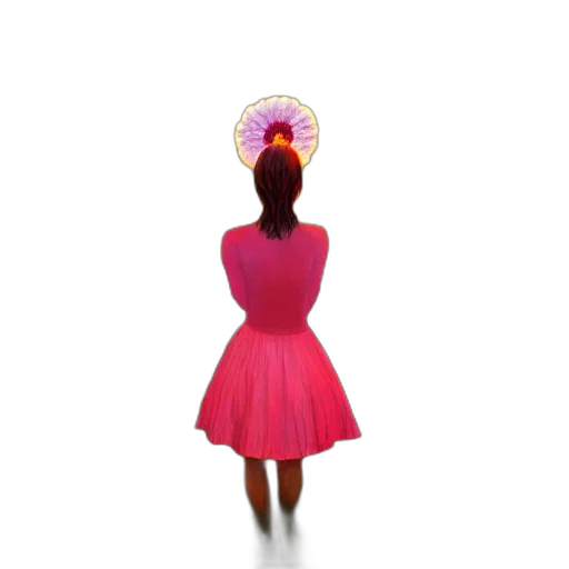 dress, hat, crown, jacket, 3d render, concept art, neon lights, neon transparent PNG cut-out