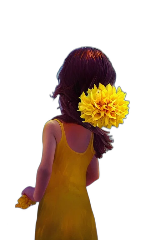 flower, dress, crown, staff, 3d render, photorealistic, concept art, fantasy art transparent PNG cut-out