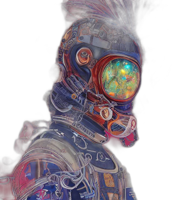 robot, mask, face, jacket transparent PNG cut-out