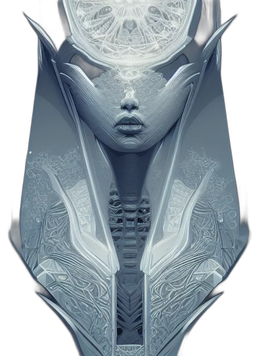 robot, mask, face, crown, concept art, fantasy art, cyberpunk, 3d render transparent PNG cut-out
